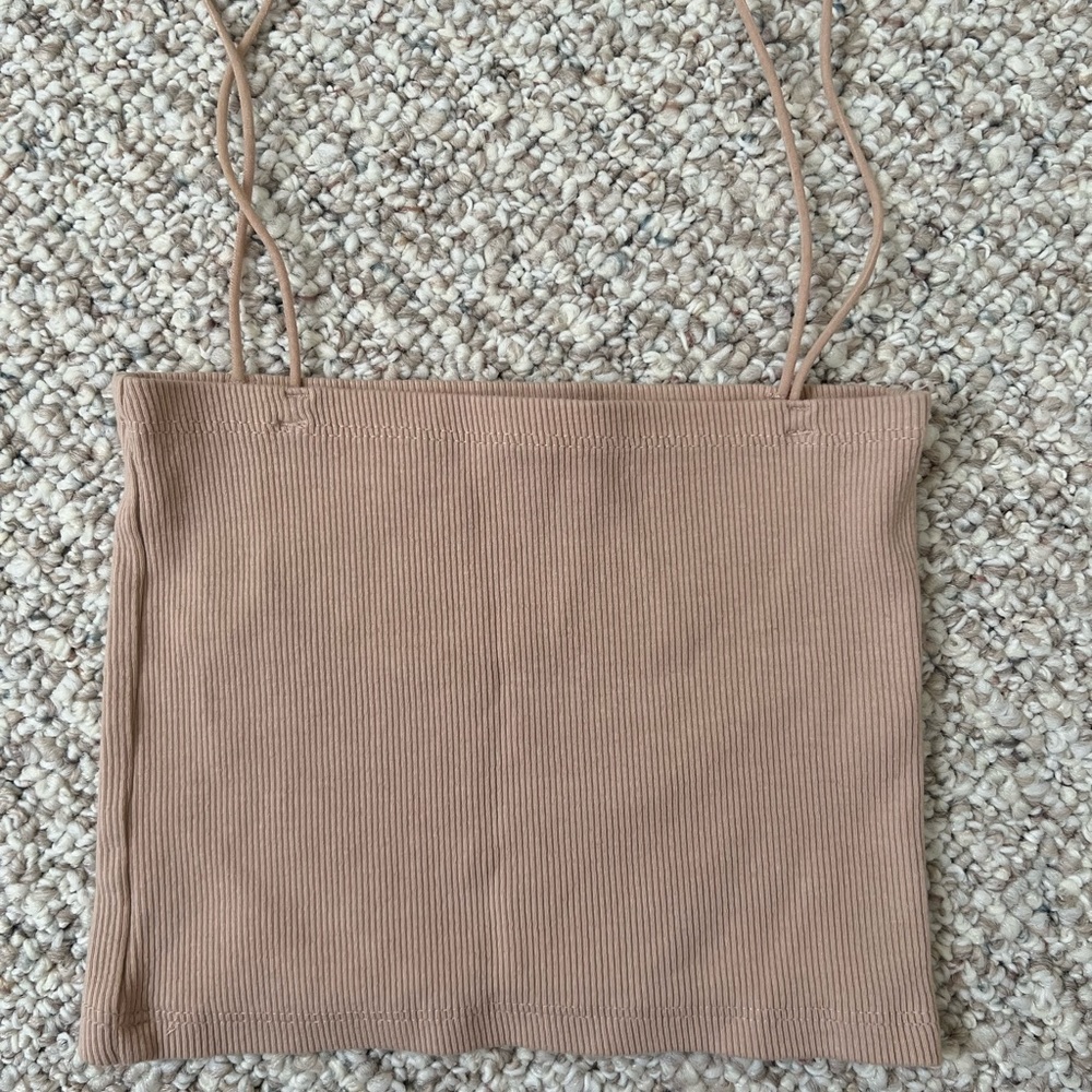 Nude cropped tank top